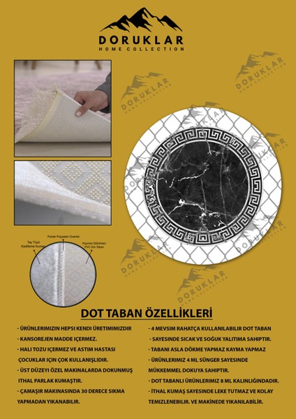 Kaymaz Taban Yıkanabilir Dijital Baskı Dekoratif Modern Desenli Yuvarlak Dot Taban Halı