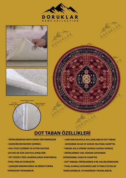 Kaymaz Taban Yıkanabilir Dijital Baskı Dekoratif Modern Desenli Yuvarlak Dot Taban Halı