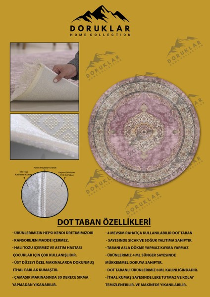 Kaymaz Taban Yıkanabilir Dijital Baskı Dekoratif Modern Desenli Yuvarlak Dot Taban Halı