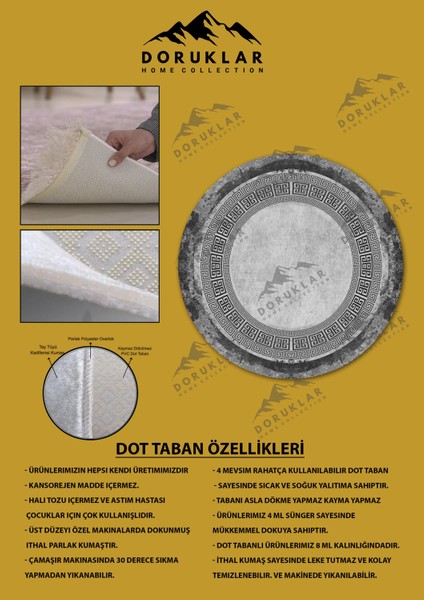 Kaymaz Taban Yıkanabilir Dijital Baskı Dekoratif Modern Desenli Yuvarlak Dot Taban Halı