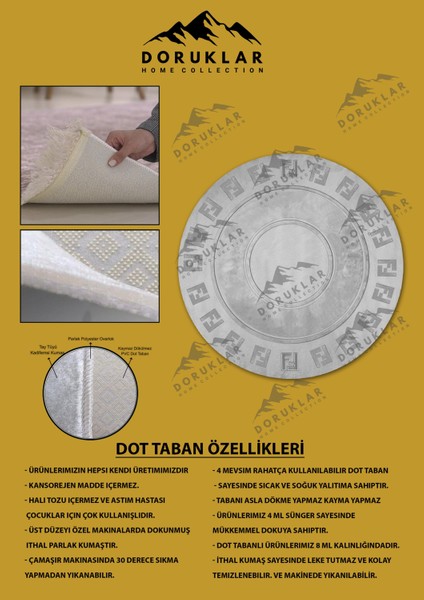 Kaymaz Taban Yıkanabilir Dijital Baskı Dekoratif Modern Desenli Yuvarlak Dot Taban Halı