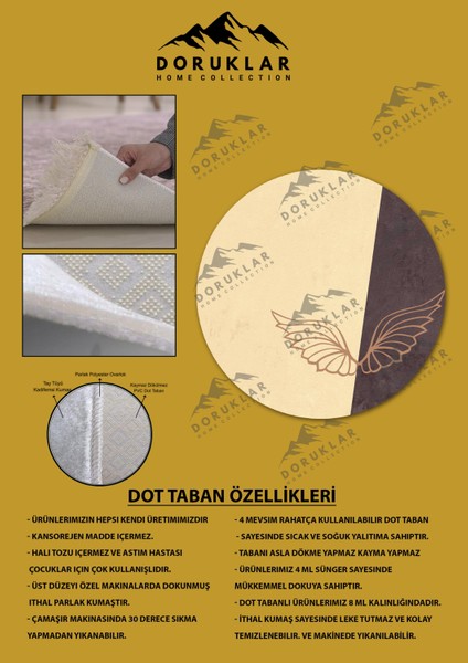 Kaymaz Taban Yıkanabilir Dijital Baskı Dekoratif Modern Desenli Yuvarlak Dot Taban Halı