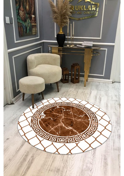 Kaymaz Taban Yıkanabilir Dijital Baskı Dekoratif Modern Desenli Yuvarlak Dot Taban Halı