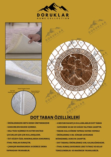 Kaymaz Taban Yıkanabilir Dijital Baskı Dekoratif Modern Desenli Yuvarlak Dot Taban Halı