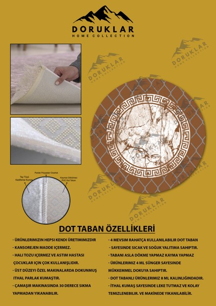 Kaymaz Taban Yıkanabilir Dijital Baskı Dekoratif Modern Desenli Yuvarlak Dot Taban Halı