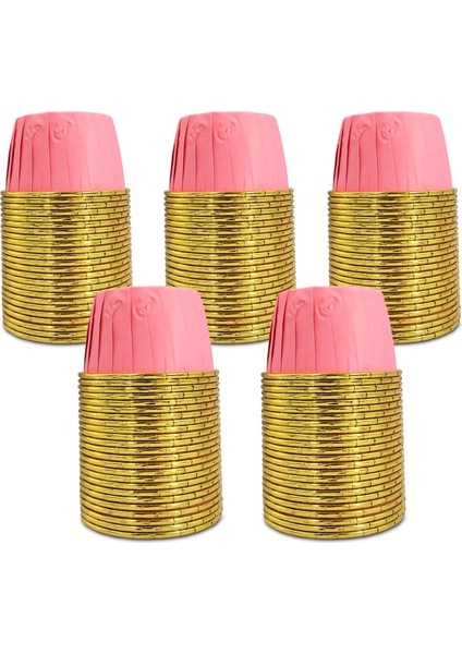 Muffin Kek Kapsülü Pembe-Altın 25'li x 5 Paket
