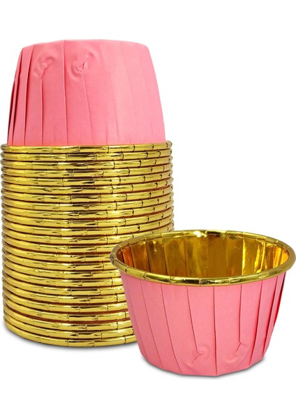 Muffin Kek Kapsülü Pembe-Altın 25'li x 5 Paket