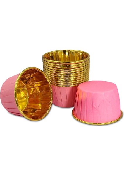 Muffin Kek Kapsülü Pembe-Altın 25'li x 5 Paket