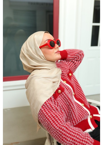 Kaşık Desen Jakarlı Deluxe Şal - Bej modelleri