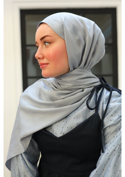 Kaşık Desen Jakarlı Deluxe Şal - Gümüş