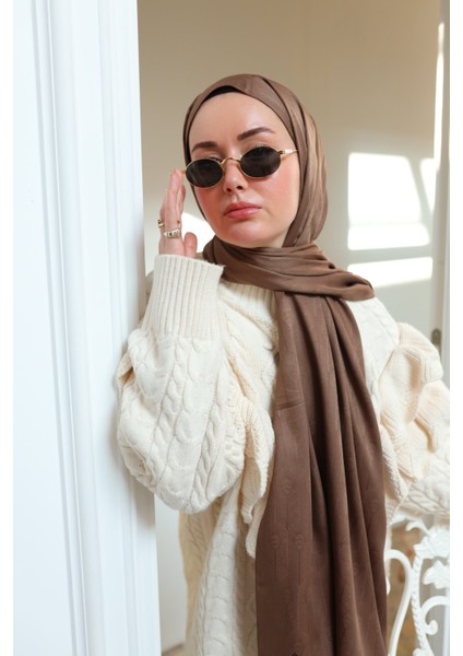 Kaşık Desen Jakarlı Deluxe Şal - Sütlü Kahve modelleri