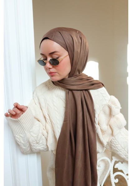 Kaşık Desen Jakarlı Deluxe Şal - Sütlü Kahve fırsatları