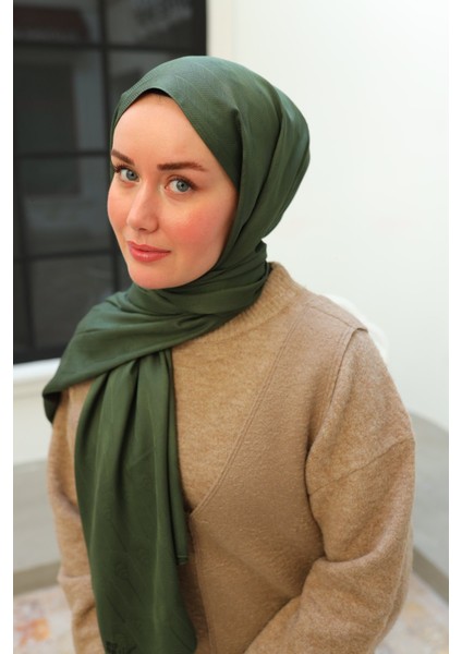 Kaşık Desen Jakarlı Deluxe Şal - Haki modelleri