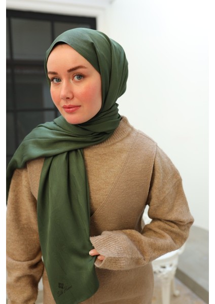 Kaşık Desen Jakarlı Deluxe Şal - Haki fırsatları