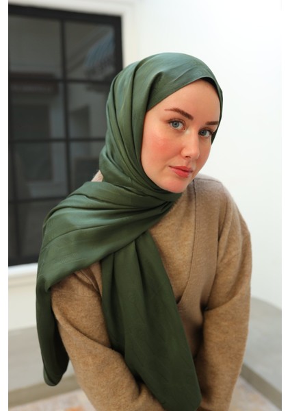 Kaşık Desen Jakarlı Deluxe Şal - Haki indirimleri