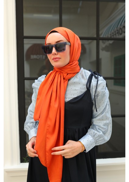 Kaşık Desen Jakarlı Deluxe Şal - Turuncu fiyatları