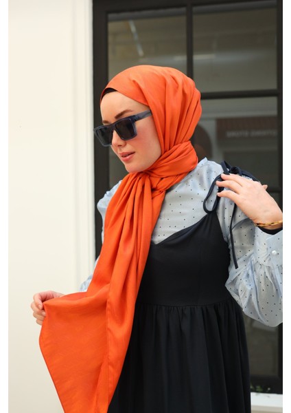 Kaşık Desen Jakarlı Deluxe Şal - Turuncu modelleri