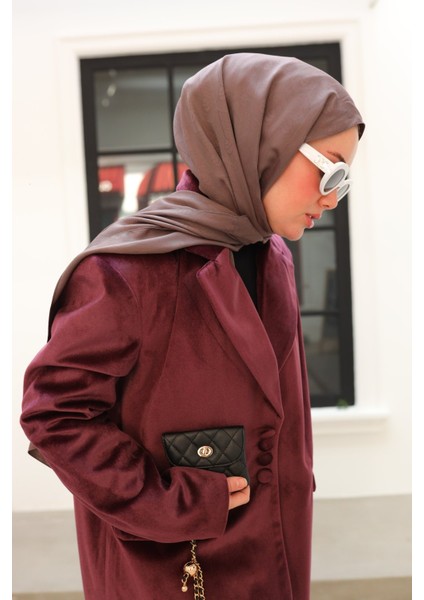 Kaşık Desen Jakarlı Deluxe Şal - Koyu Vizon fiyatları