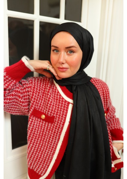 Kaşık Desen Jakarlı Deluxe Şal - Siyah fiyatları