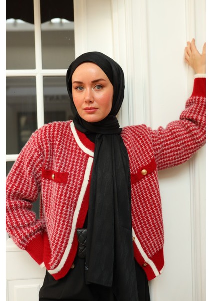 Kaşık Desen Jakarlı Deluxe Şal - Siyah modelleri