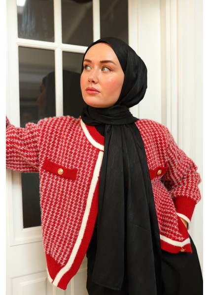 Kaşık Desen Jakarlı Deluxe Şal - Siyah fırsatları