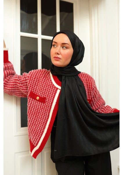 Kaşık Desen Jakarlı Deluxe Şal - Siyah indirimleri