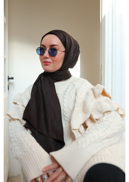 Kaşık Desen Jakarlı Deluxe Şal - Acı Kahve modelleri