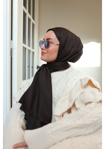 Kaşık Desen Jakarlı Deluxe Şal - Acı Kahve fırsatları
