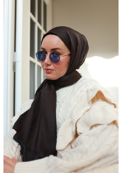 Kaşık Desen Jakarlı Deluxe Şal - Acı Kahve indirimleri