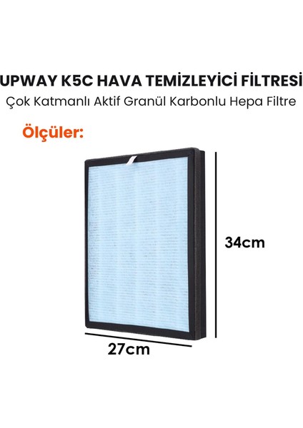 K5C Hava Temizleyici Için Çok Katmanlı Aktif Karbonlu Hepa Filtre