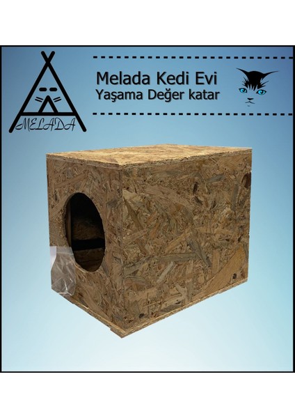 Kedi Evi Dış Ortam Uygun Ahşap Kedi Evi Osb 34x32x26 cm