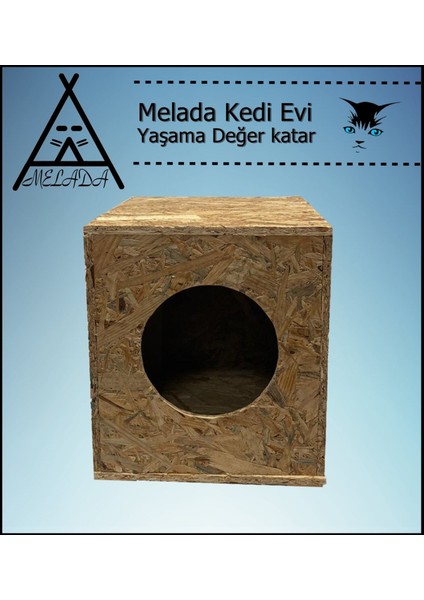 Kedi Evi Dış Ortam Uygun Ahşap Kedi Evi Osb 34x32x26 cm