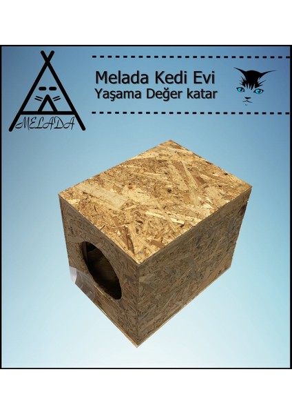 Kedi Evi Dış Ortam Uygun Ahşap Kedi Evi Osb 34x32x26 cm