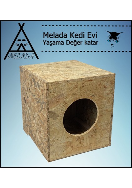 Kedi Evi Dış Ortam Uygun Ahşap Kedi Evi Osb 40x37x34 cm