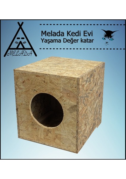 Kedi Evi Dış Ortam Uygun Ahşap Kedi Evi Osb 40x37x34 cm