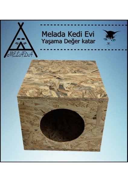 Kedi Evi Dış Ortam Uygun Ahşap Kedi Evi Osb 40x37x34 cm