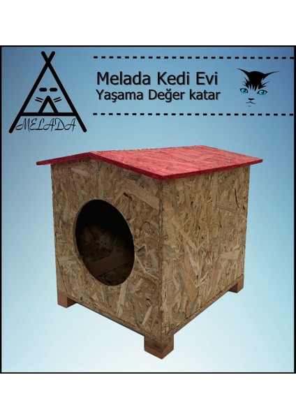 Kedi Evi Dış Ortam Uygun Ahşap Kedi Evi Osb 39x37x34 cm