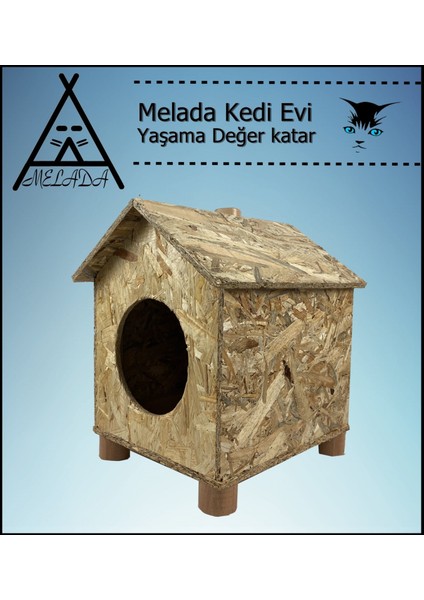 Kedi Evi Dış Ortam Uygun Ahşap Kedi Evi Osb 43x40x37 cm