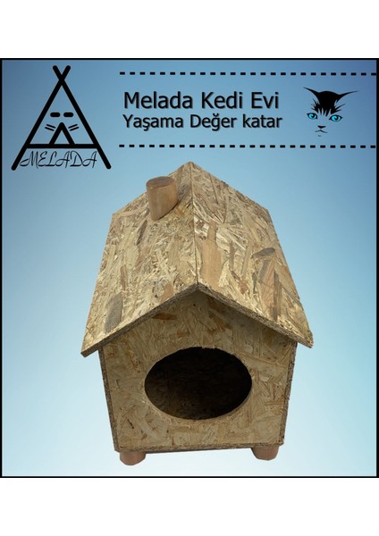 Kedi Evi Dış Ortam Uygun Ahşap Kedi Evi Osb 43x40x37 cm