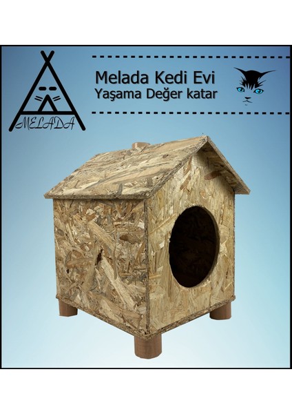 Kedi Evi Dış Ortam Uygun Ahşap Kedi Evi Osb 43x40x37 cm