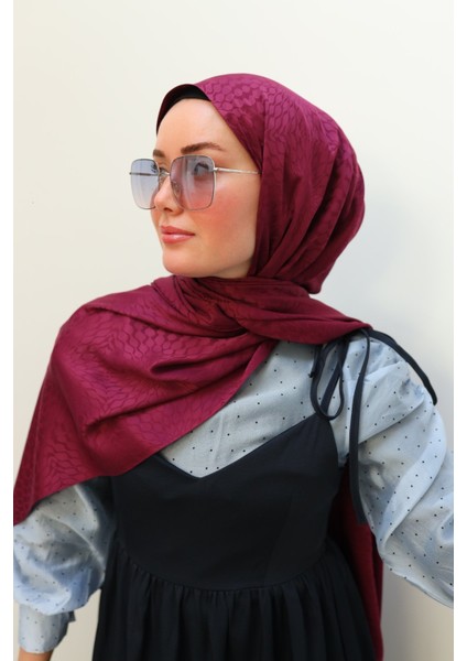 Batik Desen Jakarlı Deluxe Şal - Mürdüm