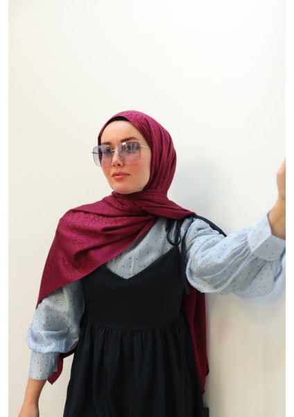 Batik Desen Jakarlı Deluxe Şal - Mürdüm fiyatları