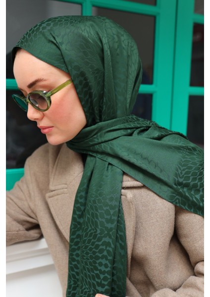 Batik Desen Jakarlı Deluxe Şal - Zümrüt