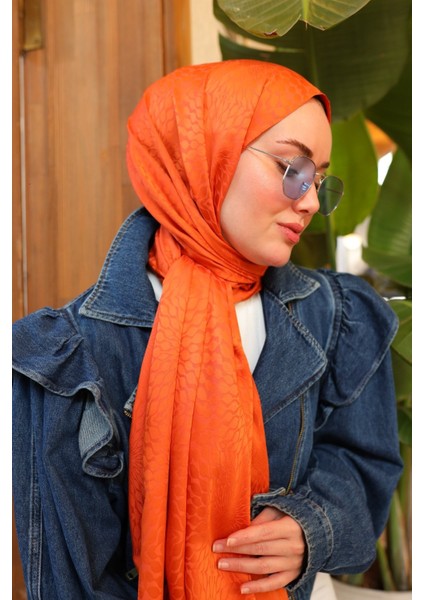 Batik Desen Jakarlı Deluxe Şal - Turuncu fırsatları
