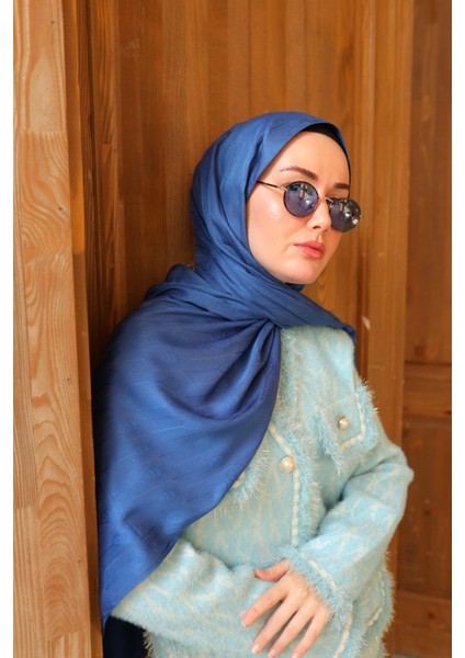 Kaşık Desen Jakarlı Deluxe Şal - Indigo fiyatları