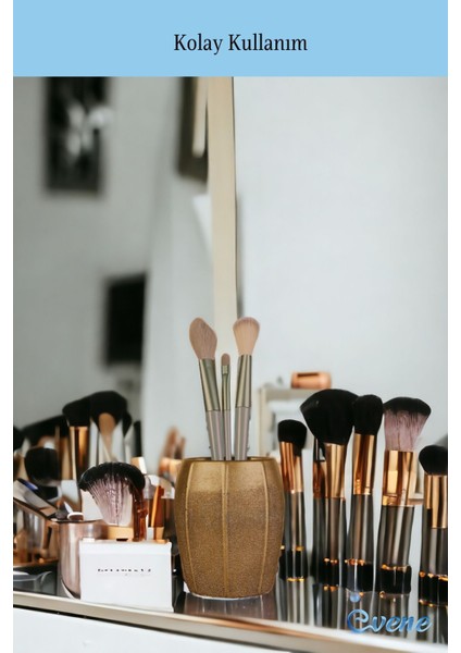 Makyaj Organizeri Makyaj Fırçalığı Makyaj Organizer Düzenleyici Altın Renk Model 13 modelleri