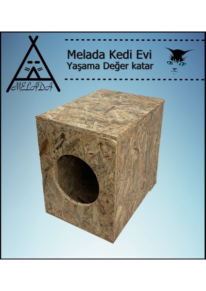 Kedi Evi Dış Ortam Uygun Ahşap Kedi Evi Osb 43x41x29 cm