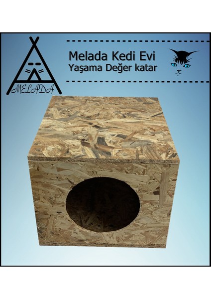 Kedi Evi Dış Ortam Uygun Ahşap Kedi Evi Osb 36x34x32 cm