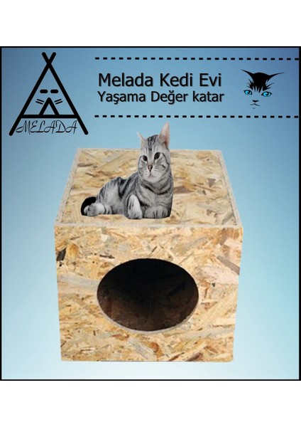 Kedi Evi Dış Ortam Uygun Ahşap Kedi Evi Osb 40x30x30 cm