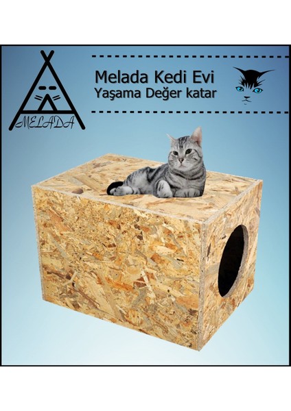 Kedi Evi Dış Ortam Uygun Ahşap Kedi Evi Osb 40x30x30 cm